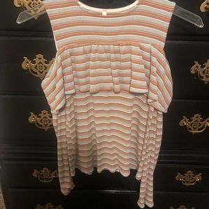 Cold shoulder shirt with ruffle